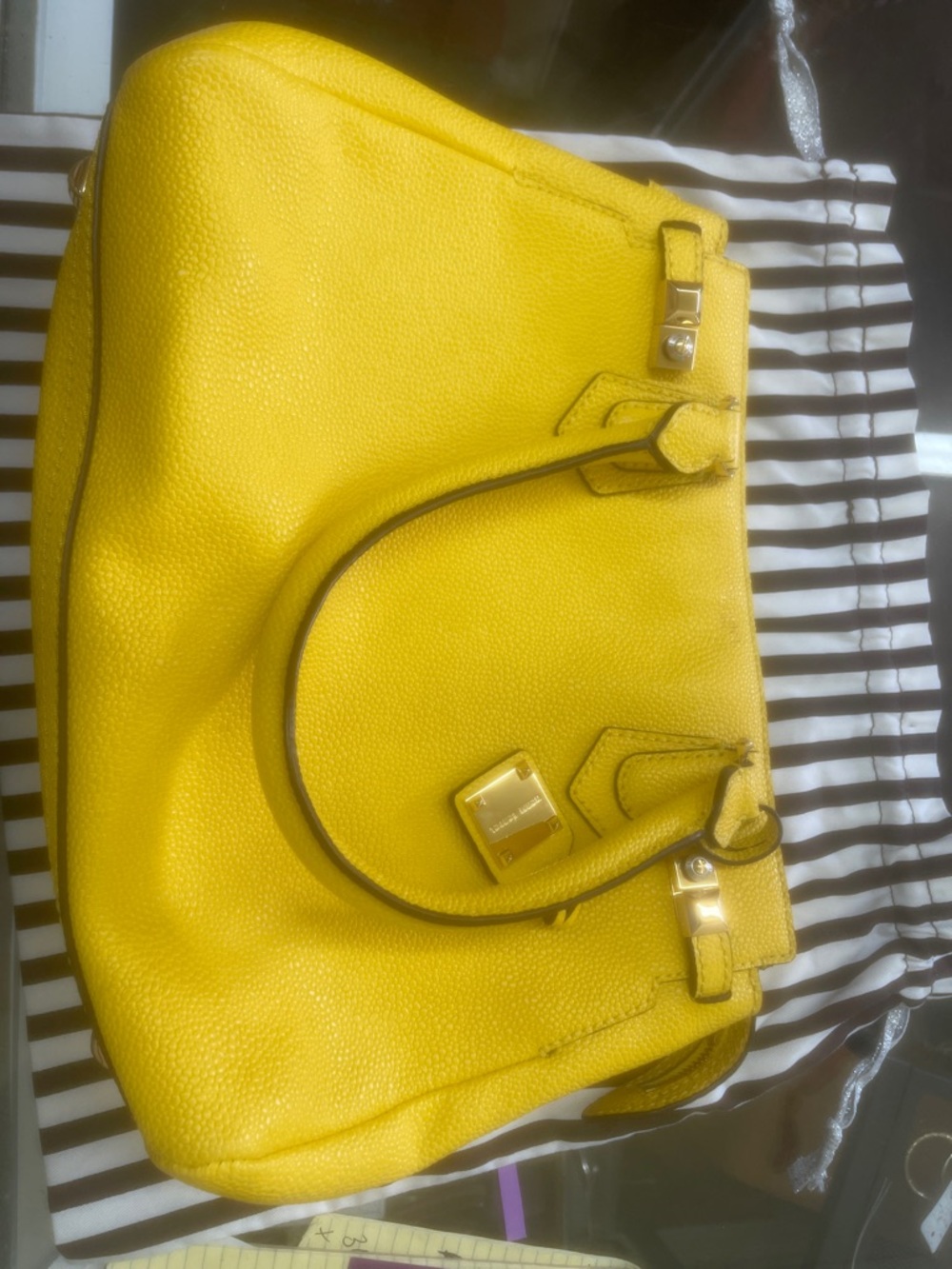 henri bendel Yellow Pebbled Leather Satchel - Picture 5 of 13